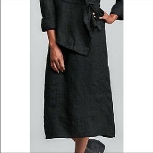 FLAX 100% Linen Black Maxi Skirt Size Medium pockets